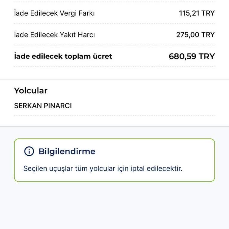 Ajet Koltuk Ücretini İade Etmedi