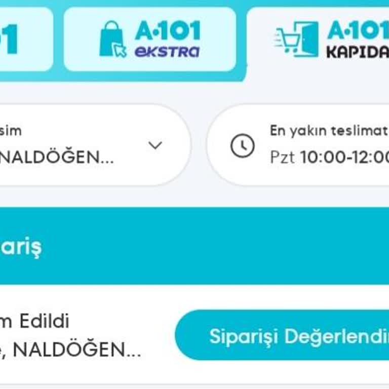 A101 Mobil Uygulaması Kapıda Bölümü