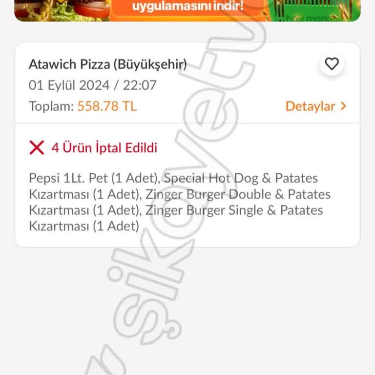Atawich Gelmeyen Siparişin Parasını Alıp İade Etmemesi