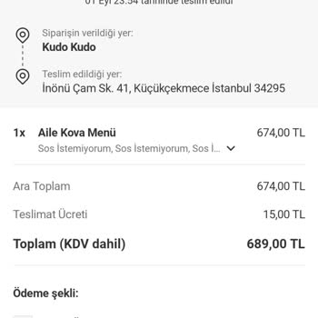 Yemeksepeti Sipariş Farklı Adrese Gönderildi