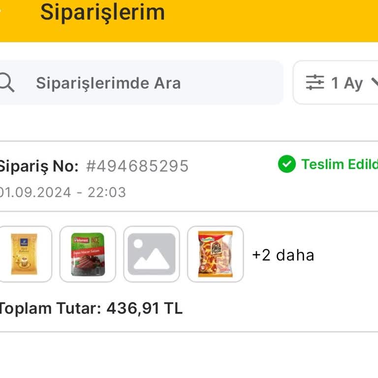 Migros Uygulaması Teslim Edilmeyen Sipariş