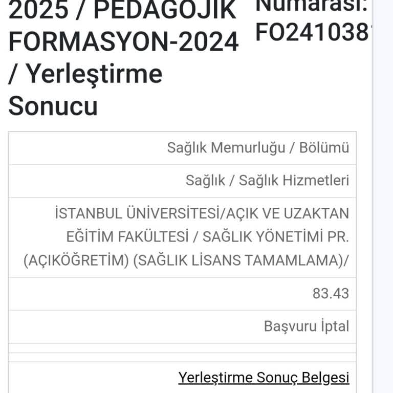 Marmara Üniversitesi Formasyonum İptal Edildi