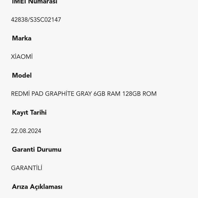 Xiaomi 10 Gündür Parça Bekliyor Tabletim