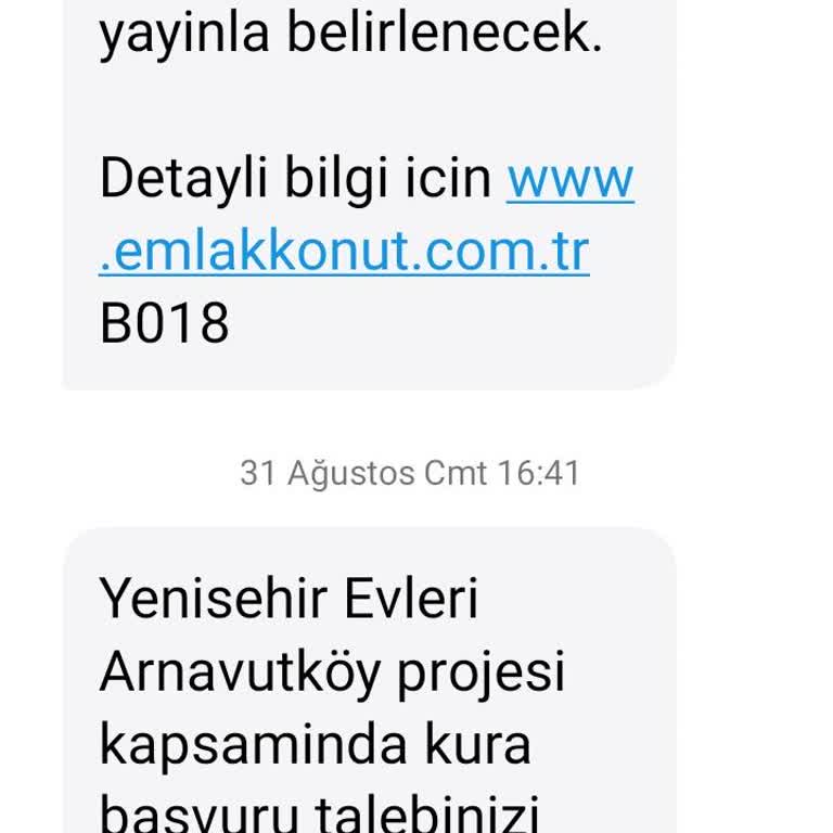 Emlak Konut GYO SMS İle Başvuru Güncelleme Hak