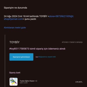 Toybiy (toybiy.com) Paramı Alıp Satın Aldığım Ürünü Göndermediler