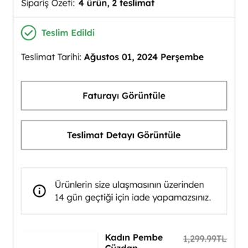 Derimod Teslim Almadığım Ürün