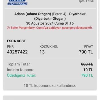 Özlem Diyarbakır Gece Seferi İptali Ve Mağduriyet