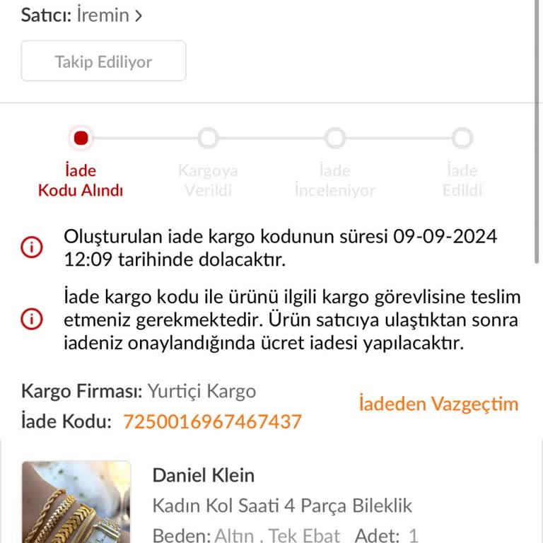 Trendyol İade Saat Geri Bana Geldi