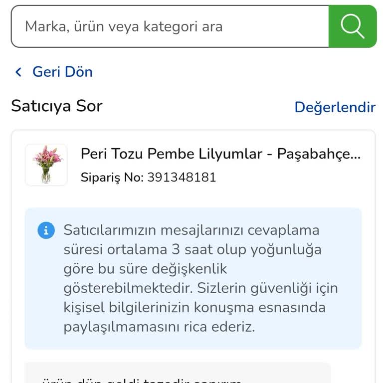 Çiçek Sepeti Teslim Edilmeyen Ürünüm İçin Bekletiyor