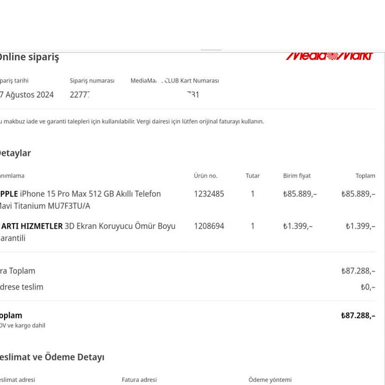 Media Markt M E D I A M A R K T Telefonum Nerede!