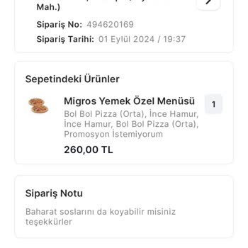 Migros Yemek Uygulaması 1.30 Saatte Teslim Etti Siparişi İptal Etmedi