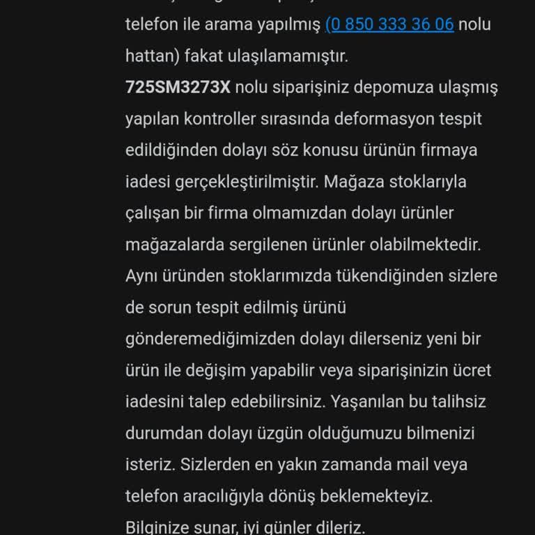 Dalkılıç Spor Sipariş İptali Ve Güven Sorunu Yaşadım