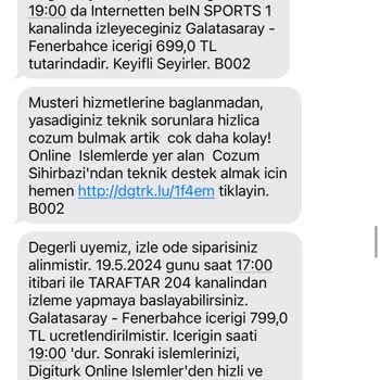 Digiturk Haksız Ve Yüksek Fatura Ücreti Hakkında