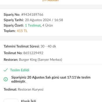 Trendyol Yemek Ücret İademi Yapmadı