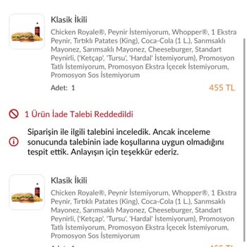 Trendyol Yemek Ücret İademi Yapmadı