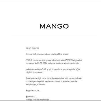 Mango.com İade Ücretini Yatırmasını 2 Aydır Bekliyorum!