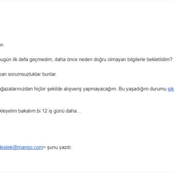 Mango.com İade Ücretini Yatırmasını 2 Aydır Bekliyorum!