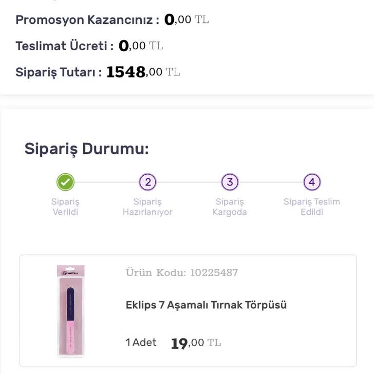 Gratis Siparişiniz Alındı Bir Haftadır