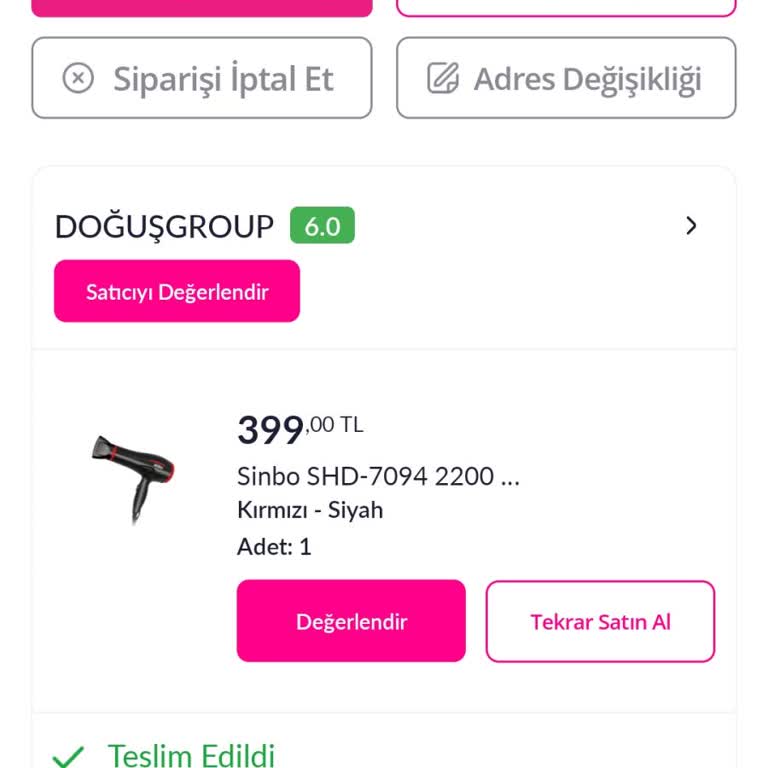 Sinbo Yanlış Ürün Gönderimi Ve İletişim Sorunları