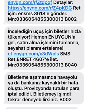Enuygun.com Uçak Bilet Ücretinin İadesini Yapmıyor