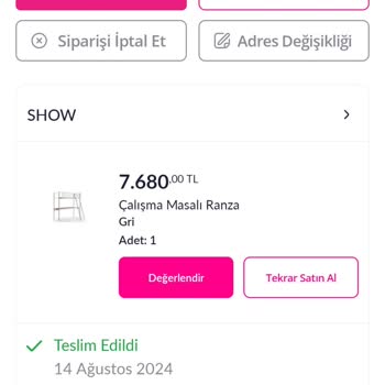 Show Home Furniture İsimli Pazarama Sitesinden Aldığım Ranza