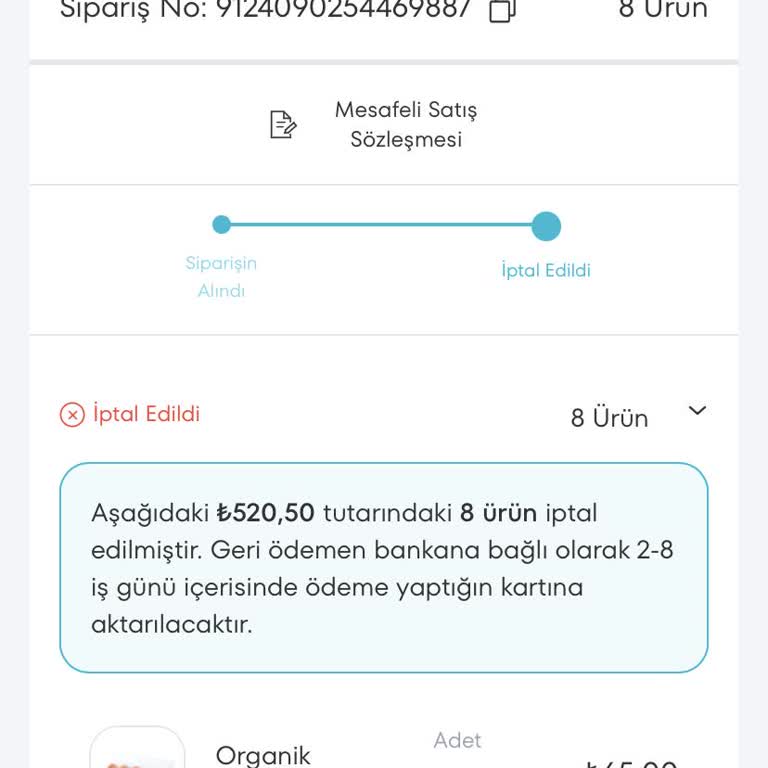 A101 Kapında Sipariş İptali