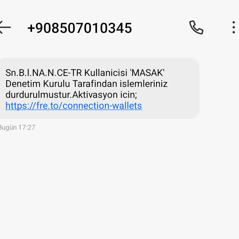 Binance Hesabınız Durdurulmuştur SMS'i