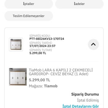 Epttavm Ve Tiamob Mağazasından Sipariş Edilen Gardırop Teslim Edilmedi