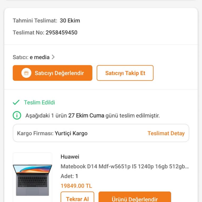 Trendyol Ve E Media Satıcısından Şikayetim Var