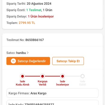 Trendyol Satıcısı Olan Hanibu Markanın İade Onaylamaması
