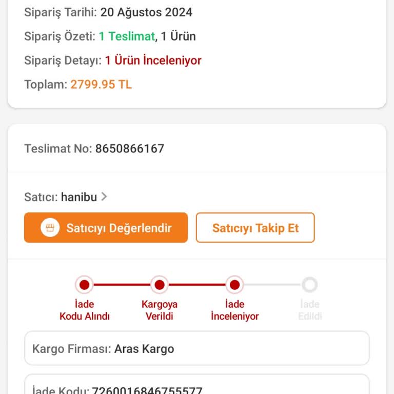 Hanibu İade Onaylamıyor Cihaz Bozuk