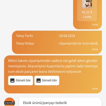 Trendyolmilla Eksik Parçasını Göndermek Yerine İadeye Zorluyor