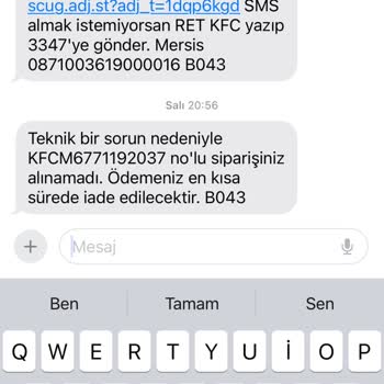 KFC Türkiye İade Sağlamıyor