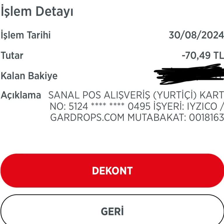 Gardrops Paramın İade Yapılmasını İstiyorum