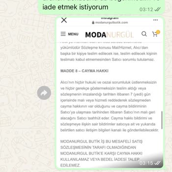 Moda Nurgül Firması İle Yaşanan İade Ve Müşteri Hizmetleri Sorunu