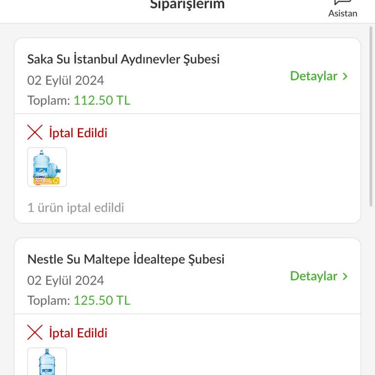 Trendyol GO- Erikli Ve Saka Marka Gelmeyen Su Siparişi!