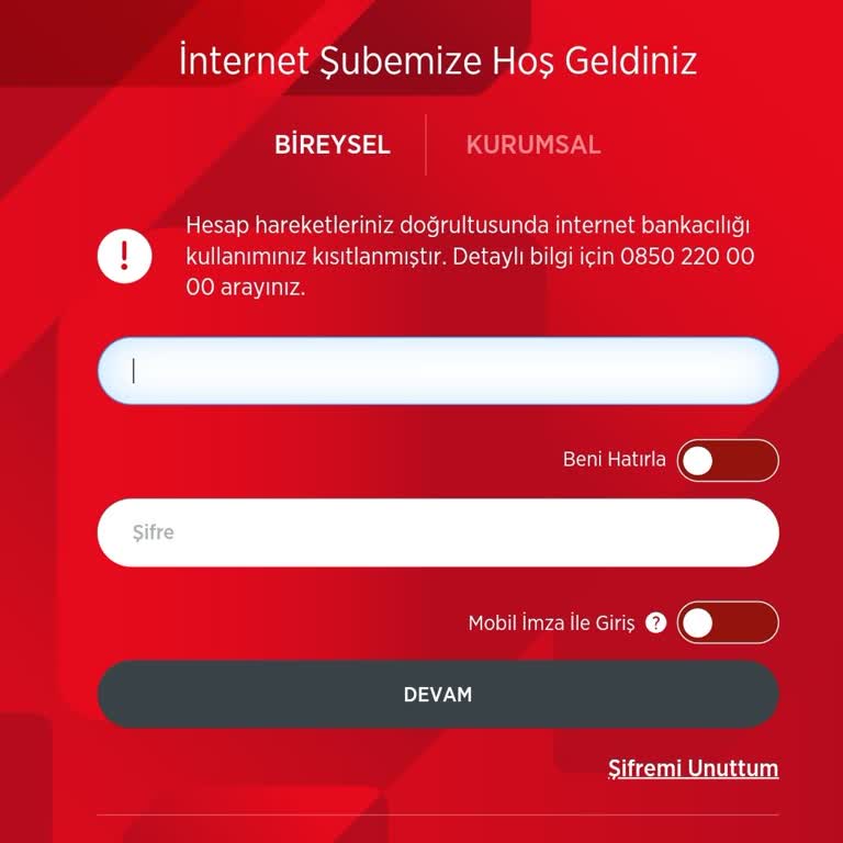 Ziraat Bankası İnternet Bankacılığım Kısıtlandı