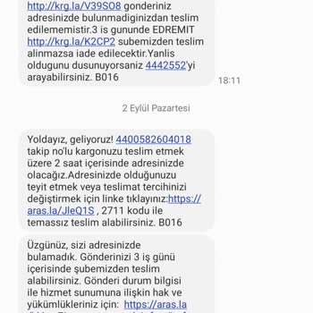 Edremit Aras Kargo Teslimat Problemi