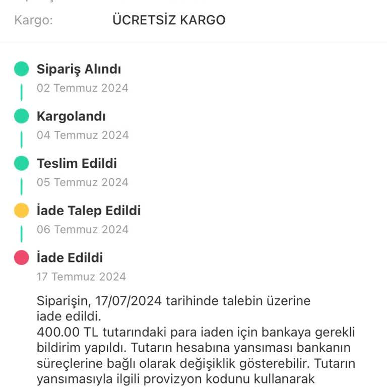 Dolap Uygulaması İade Paramı Hesabıma Aktarmadı