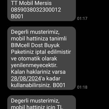Bimcell Paket Talebimi Gerçekleştirmedi