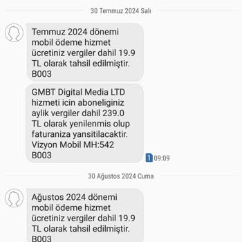 Vodafone Pay Tarafından Haberim Olmadan Kesilen Abonelik Ücreti