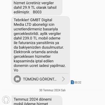 Vodafone Pay Tarafından Haberim Olmadan Kesilen Abonelik Ücreti
