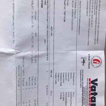 Vatan Bilgisayar Kusurlu Ürünü Sıvı Teması Var Deyip Tamirat Yapmadılar.