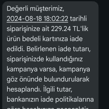 Getir Ücret İadesi Yapılmadı