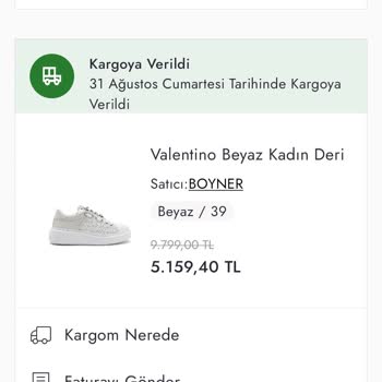 Boyner Valentino Ayakkabı Sağ Teki Gönderilmedi