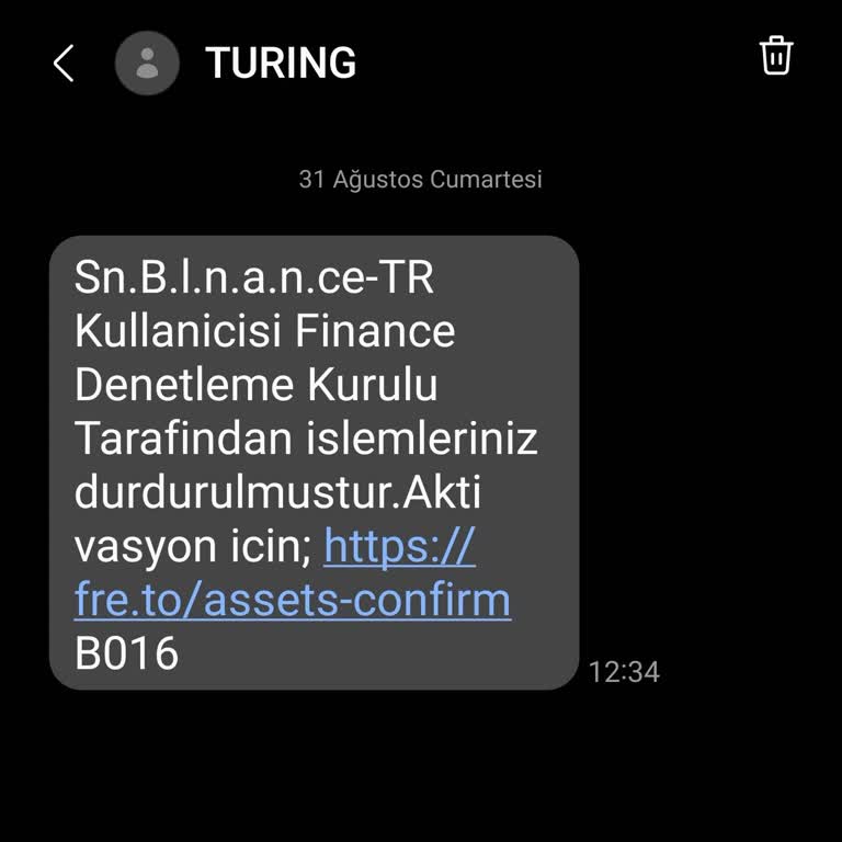 Binance Turing Den Gelen SMS