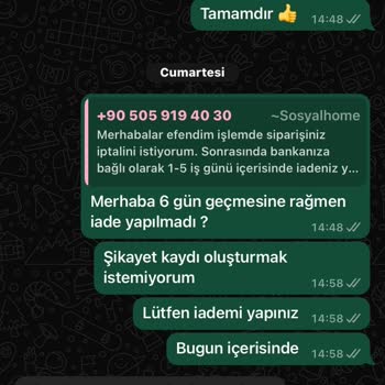 Sosyal Home (sosyalhome.com) Sosyal Home Hizmet Kalitesi Ve İade Sorunu