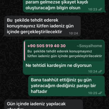 Sosyal Home (sosyalhome.com) Sosyal Home Hizmet Kalitesi Ve İade Sorunu