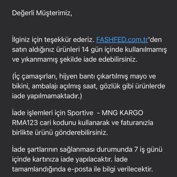 Fashfed İade Kodu Ve Müşteri Hizmetleri Yetersizliği