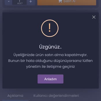 İtemSatış Satın Alım Yapamıyorum